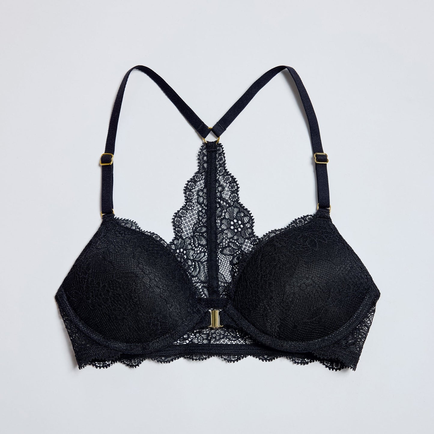 Lace Racerback Support Bra Black