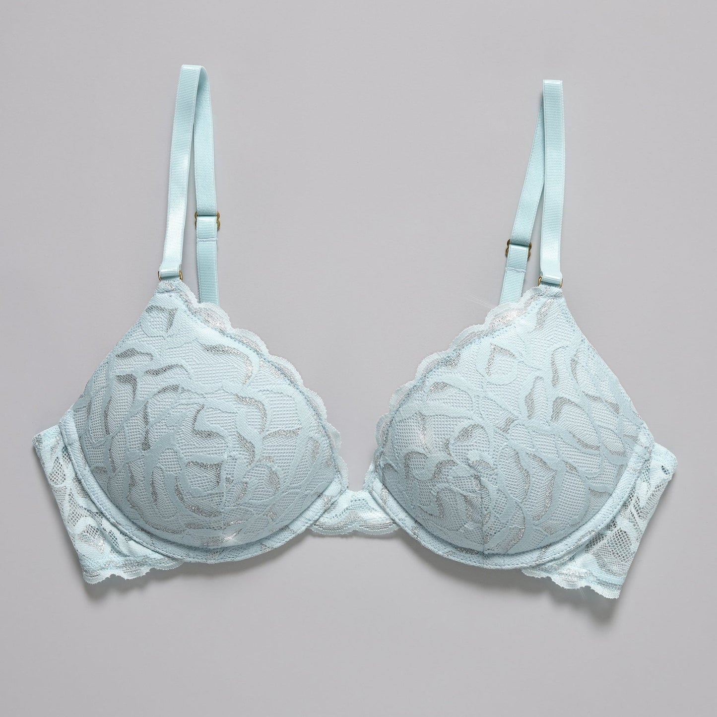 All Over Lace Support Bra Metallic Crystal