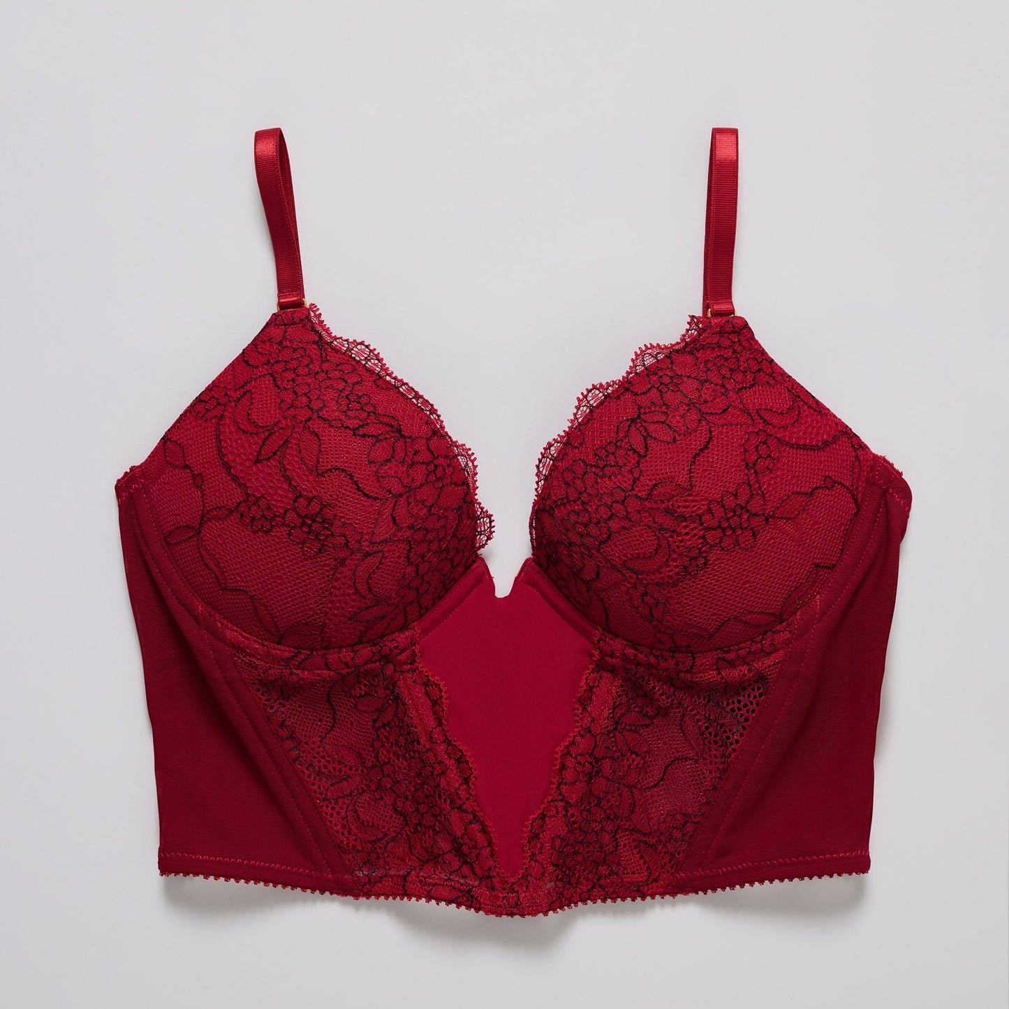 Lace Support Corset Top Scarlet Two-Tone