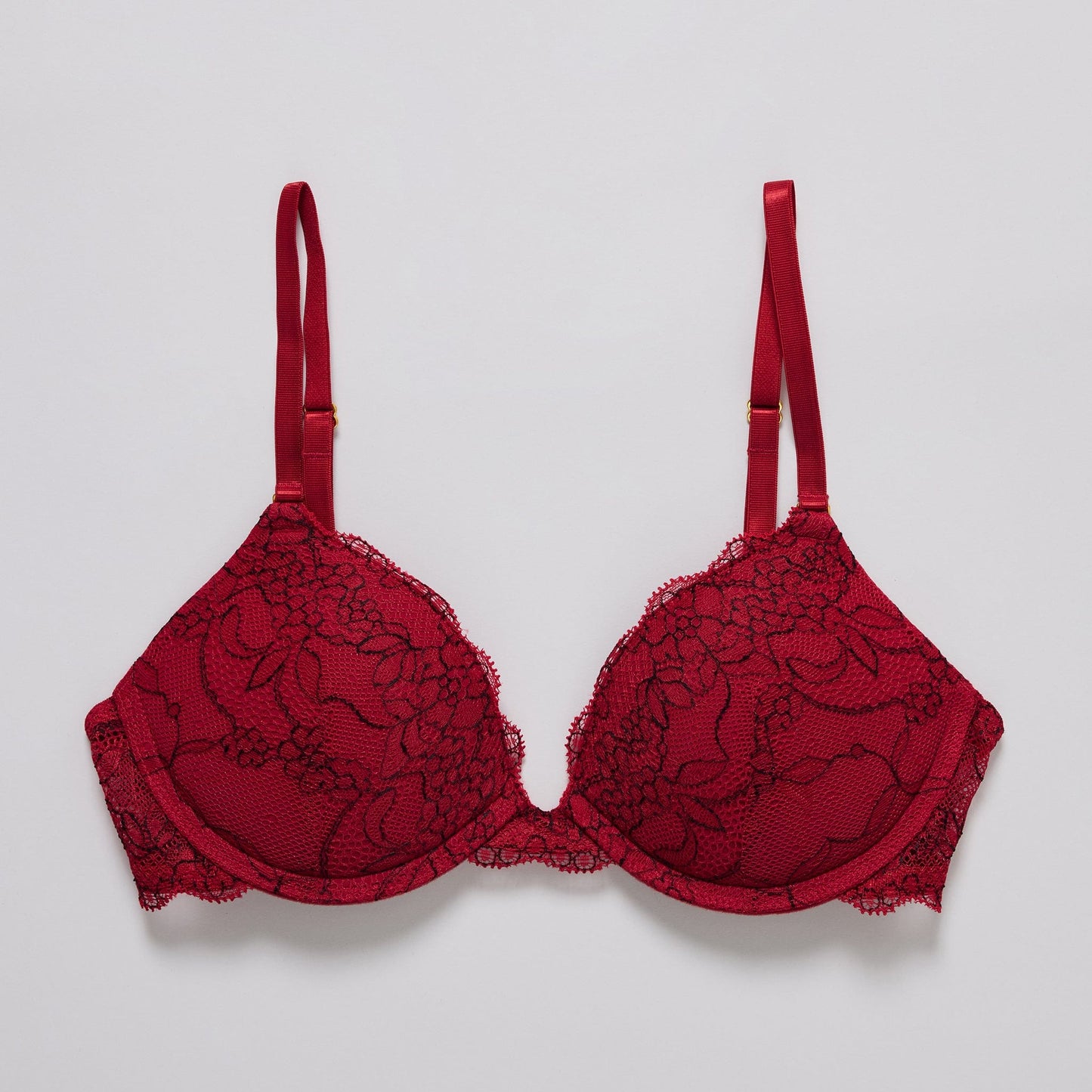 All Over Lace Support Bra Scarlet Two-Tone
