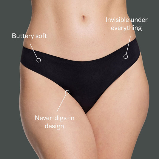 Simply Smooth No Show Thong Black