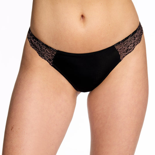 Smooth Lace Thong Black Two-Tone
