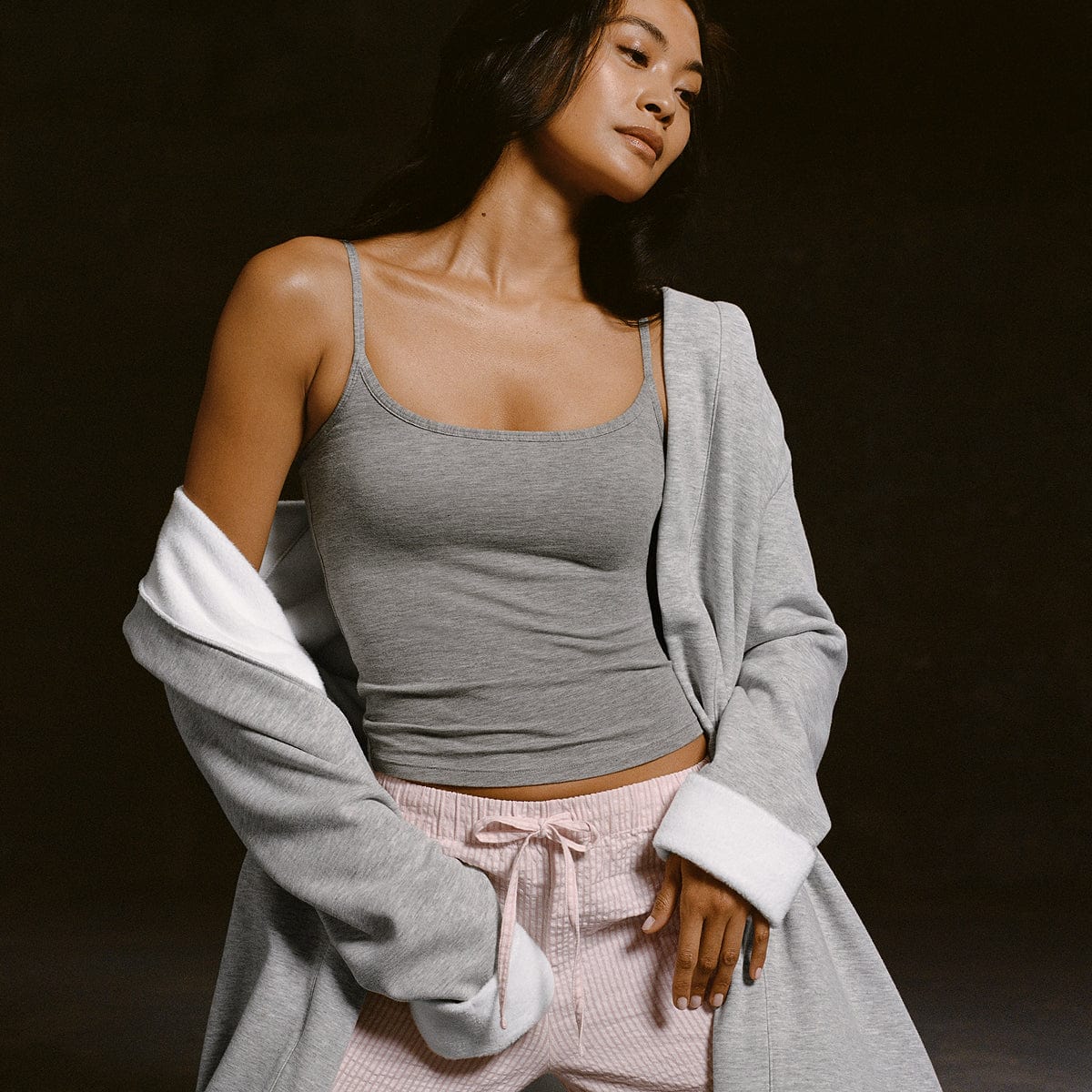 Supima® Cotton Cami Bra Heather Grey