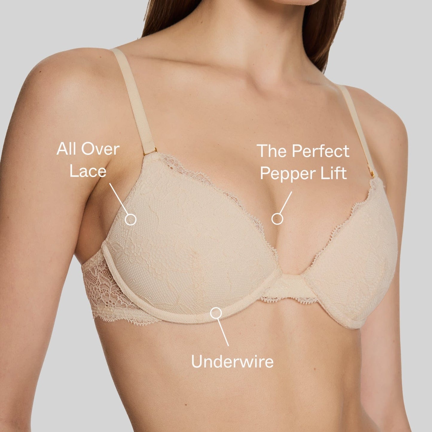 All Over Lace Support Bra Ecru