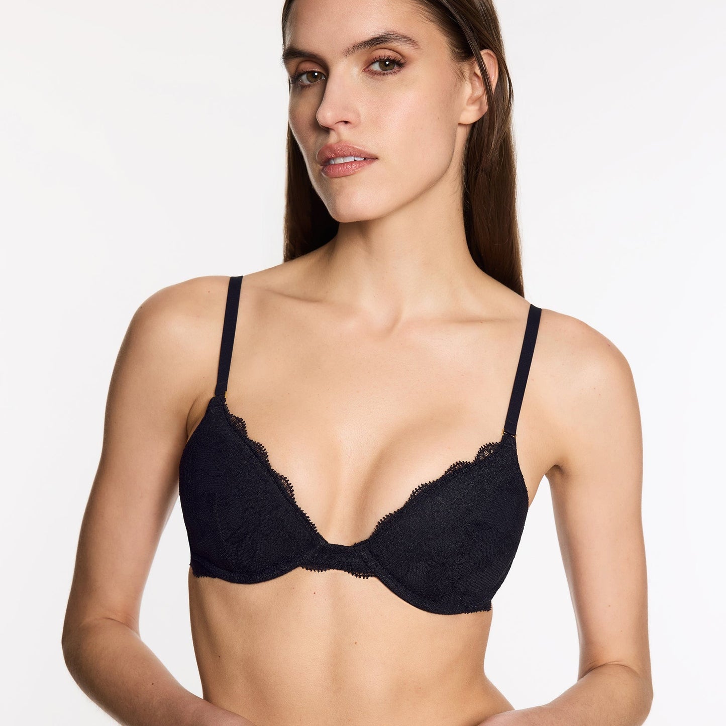 All Over Lace Support Bra Black