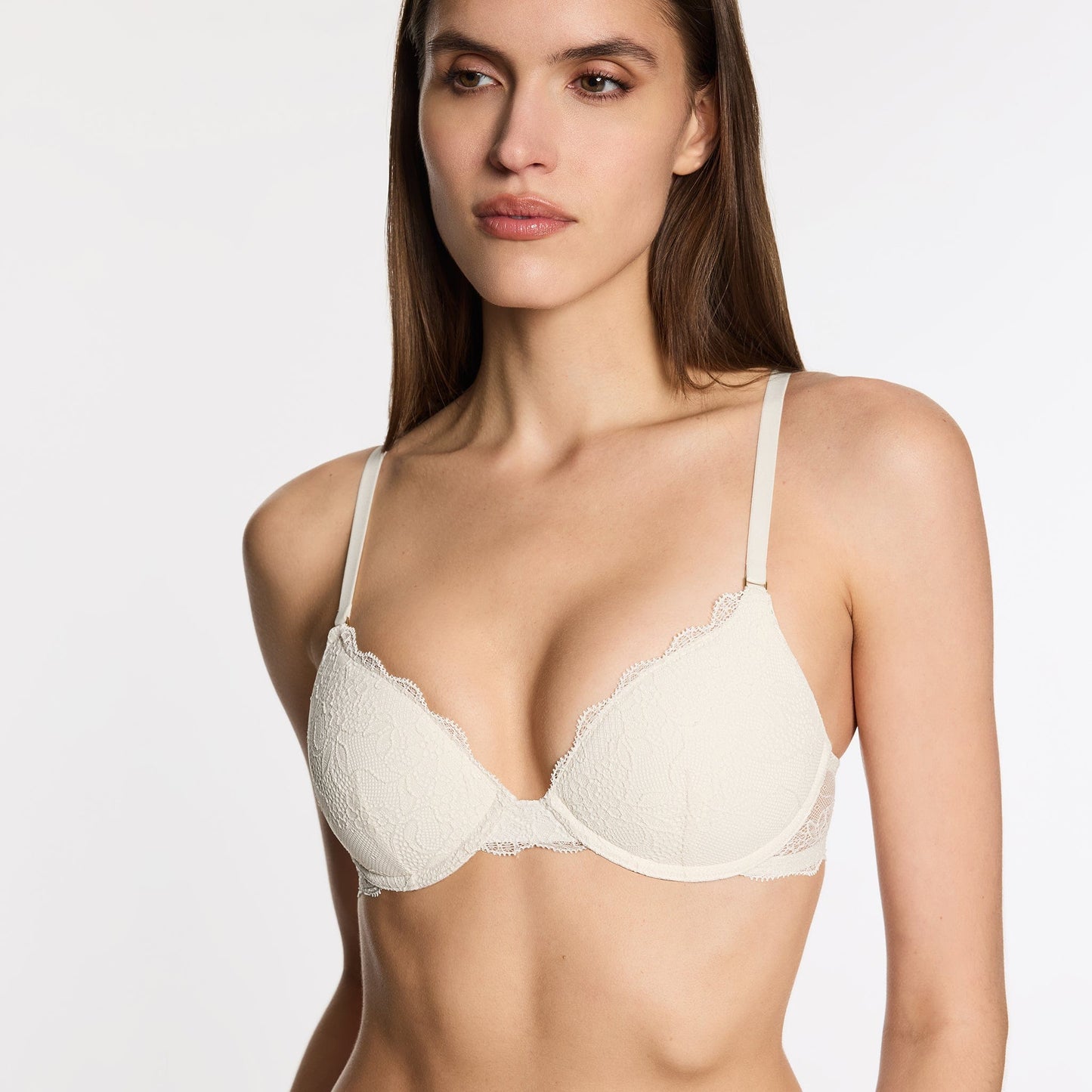 All Over Lace Support Bra Ecru