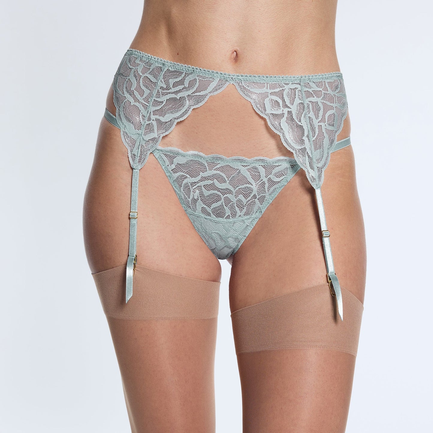 Lace String Thong Metallic Crystal