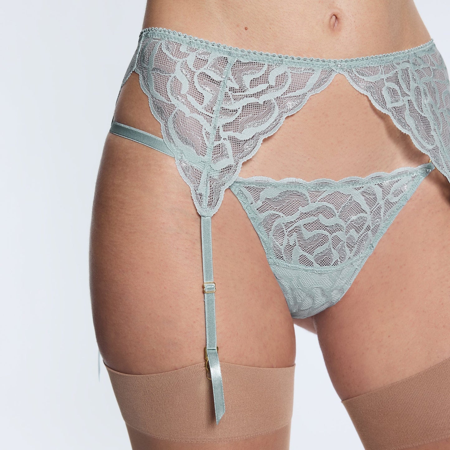 Lace Garter Metallic Crystal