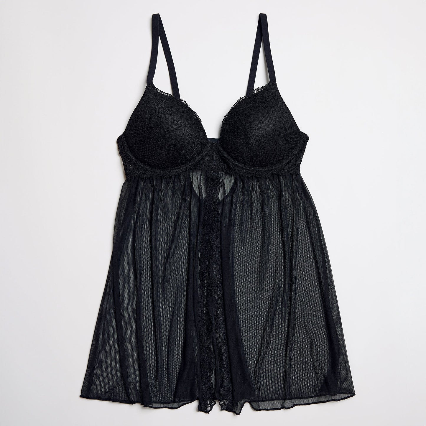 Lace Support Babydoll Set Black