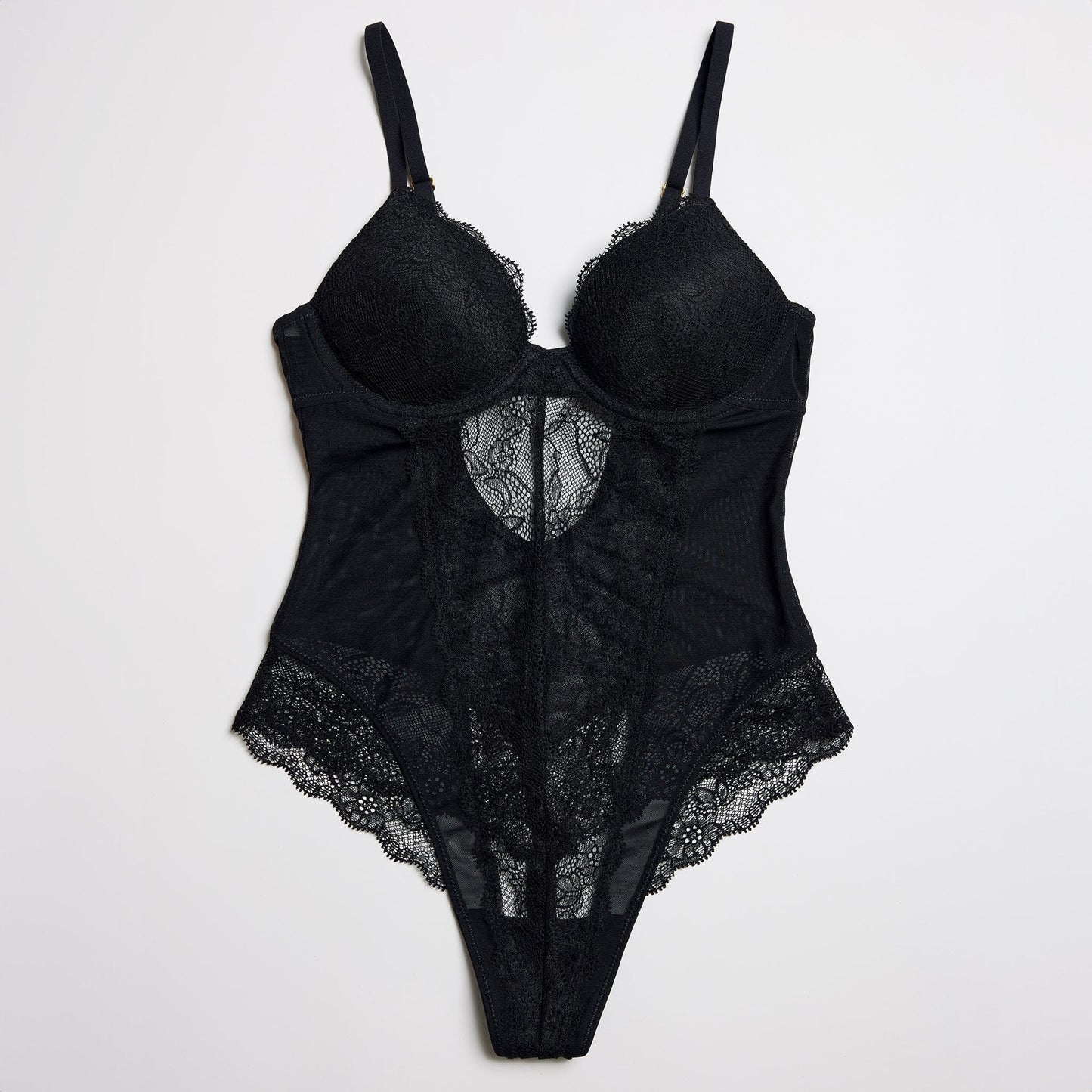 Lace Support Teddy Black