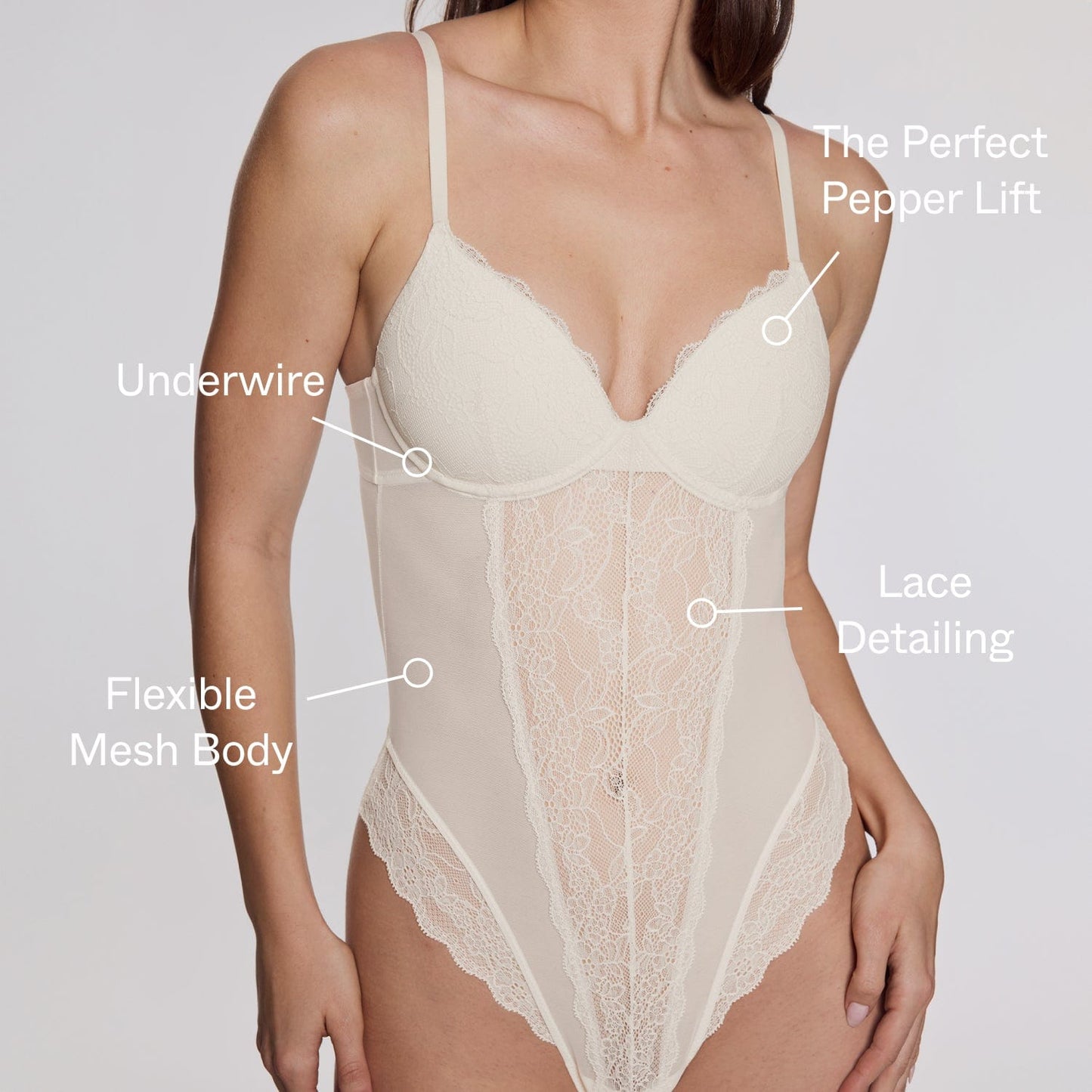 Lace Support Teddy Black