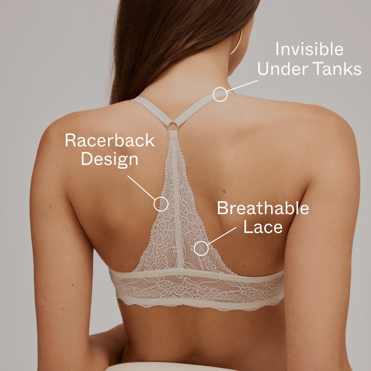 Lace Racerback Support Bra Sand