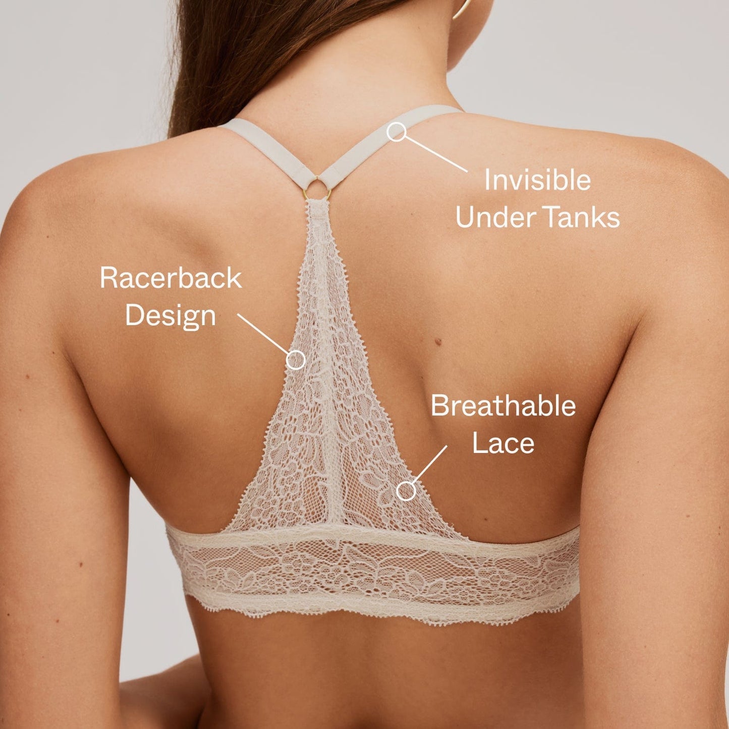 Lace Racerback Support Bra Black