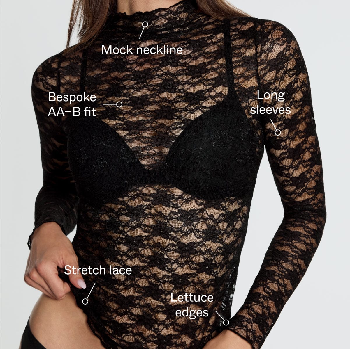 Lace Long Sleeve Top Black