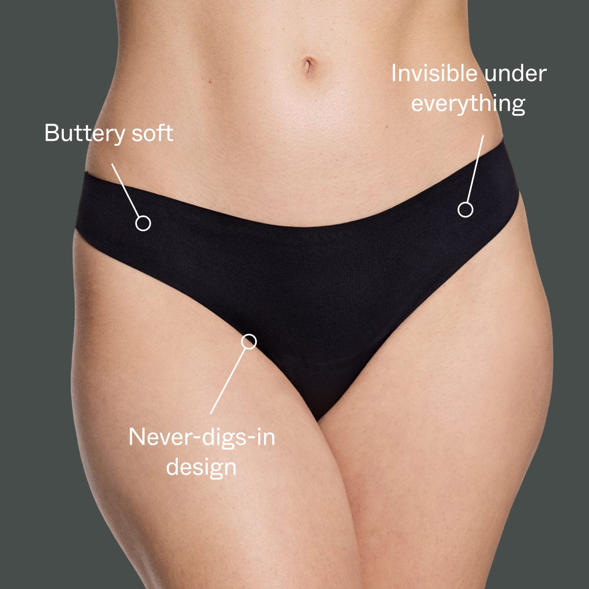 Simply Smooth No Show Thong Black