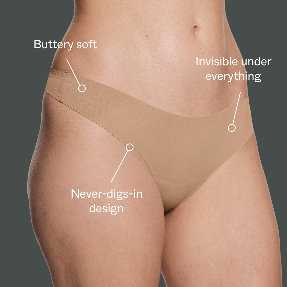 Simply Smooth No Show Thong Fawn