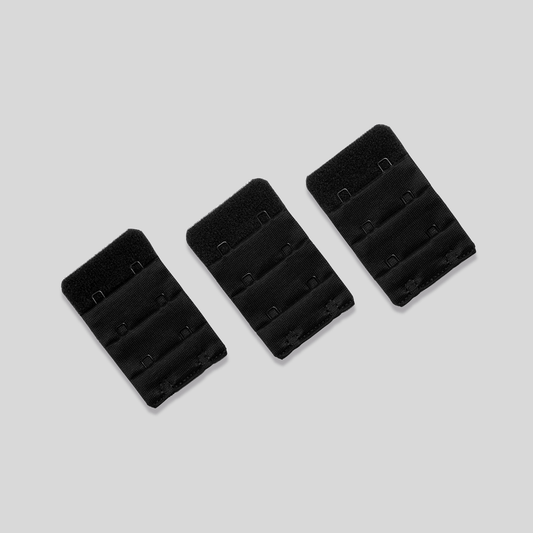 Two-Hook Pepper Bra Extenders 3 Pack Black