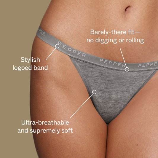 Supima® Cotton String Thong Heather Grey