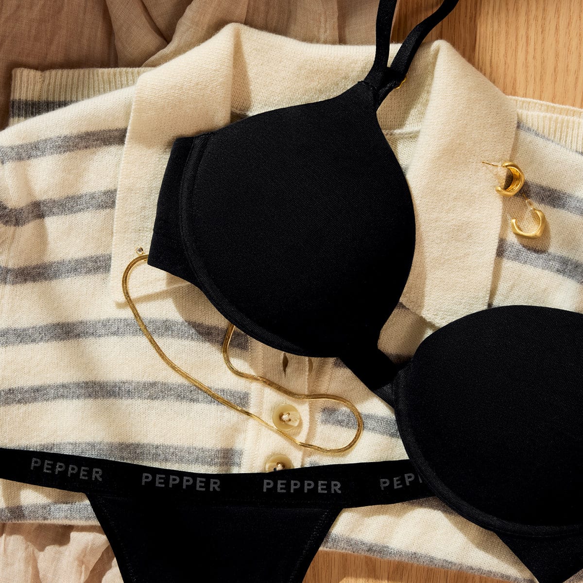 Supima® Cotton Support Bra Black