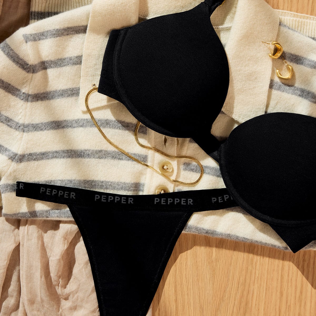 Supima® Cotton String Thong Black