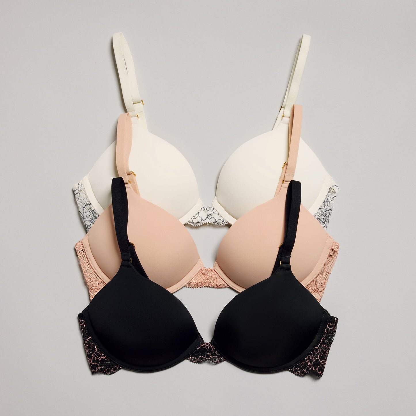 Smooth Lace Support Bra Beige Two-Tone