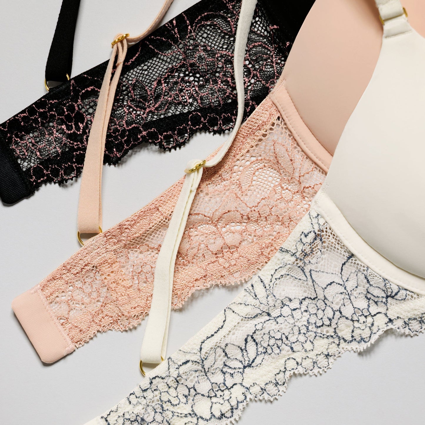 Smooth Lace Support Bra Black Two-Tone