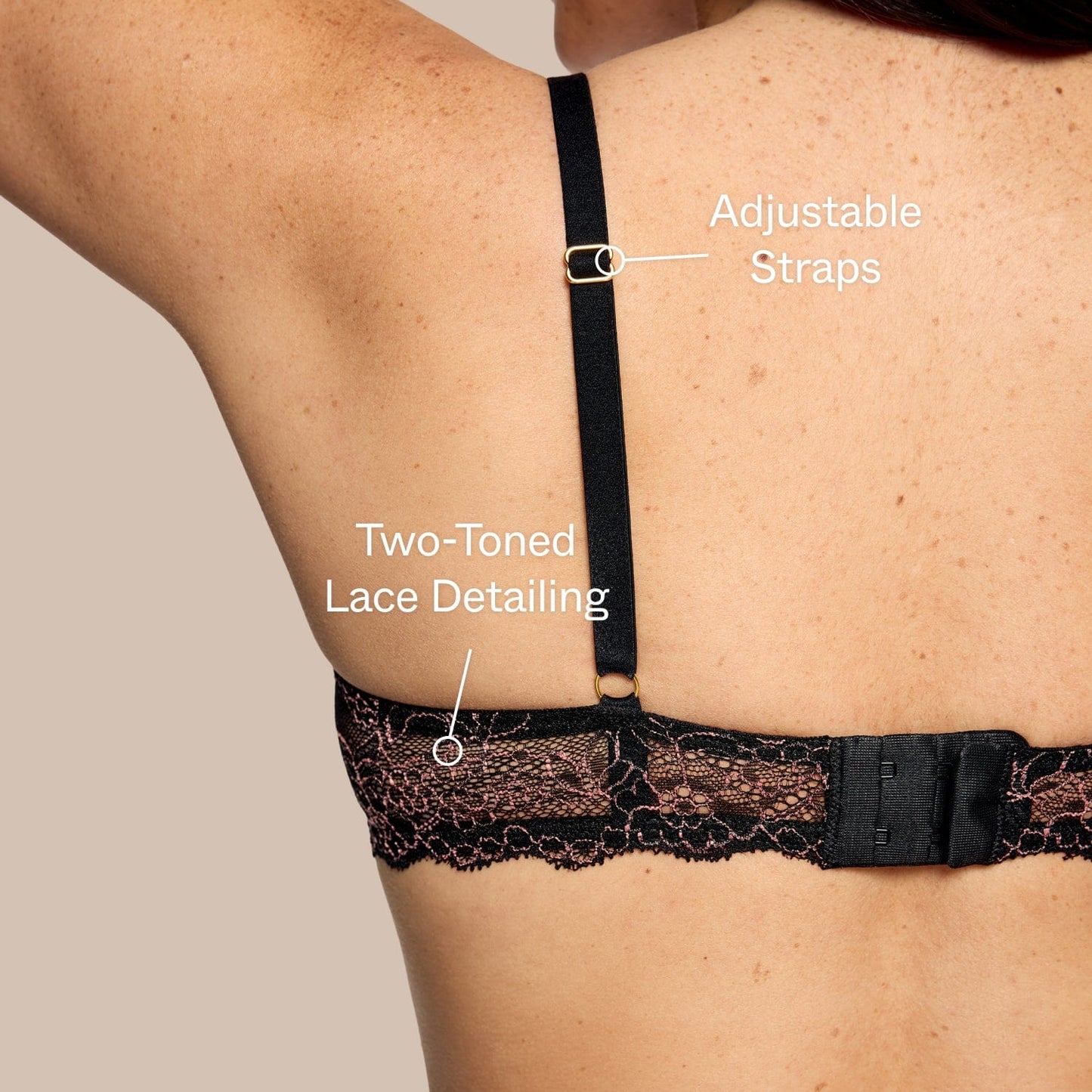 Smooth Lace Support Bra Black Two-Tone