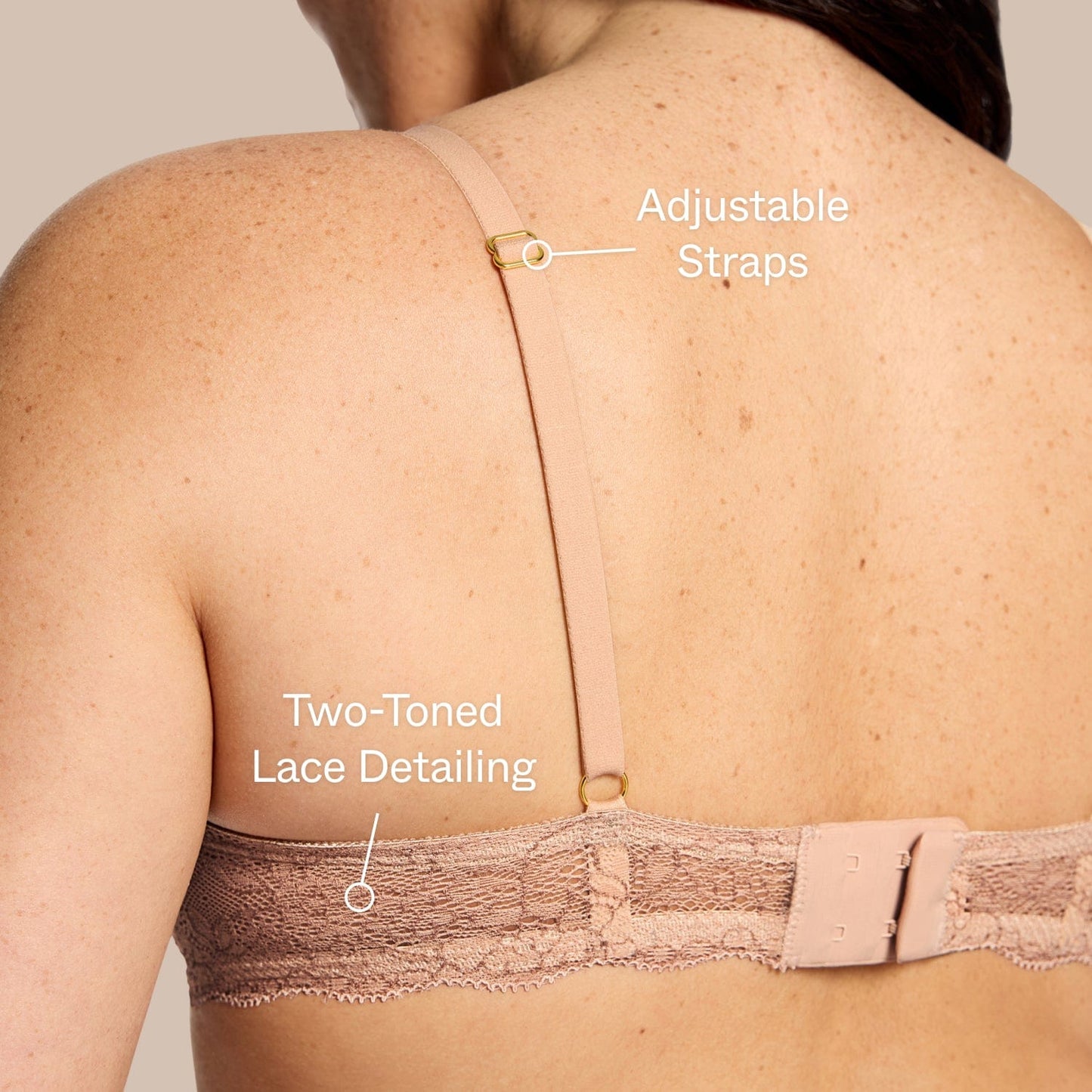 Smooth Lace Support Bra Beige Two-Tone